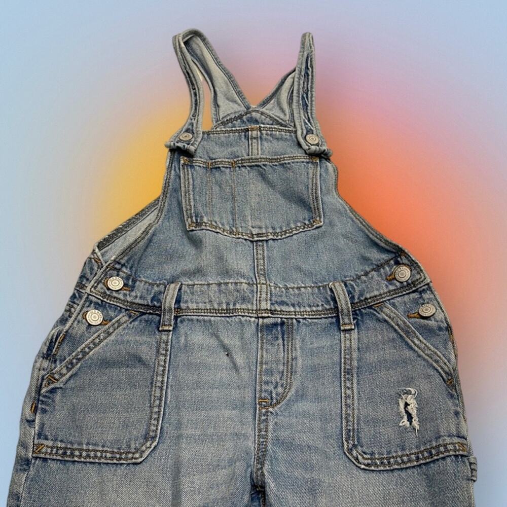 OLD NAVY Girls Large (10-12) Distressed Blue Jean Overalls